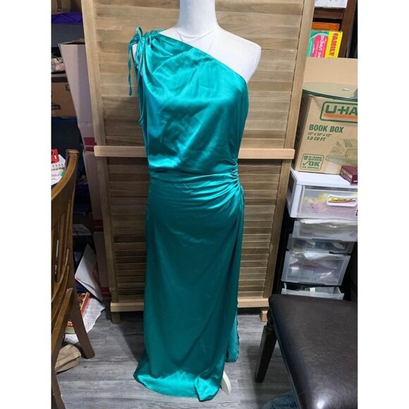 PRETTYGARDEN Formal Teal Dress Single Shoulder Party Boho Y2K Size Large - Picture 3 of 8